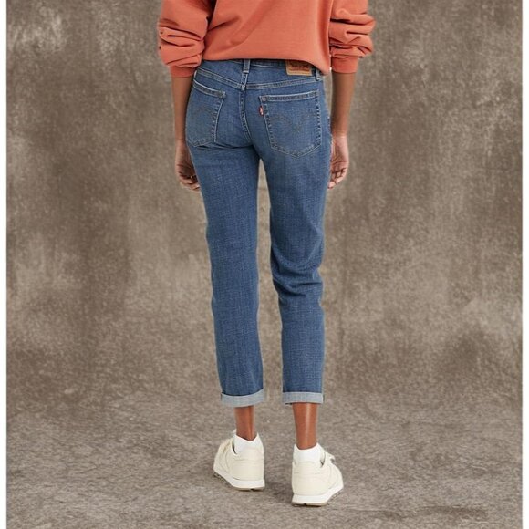 Women's Plus Boyfriend Jeans Cotton Blend Mid Rise Relaxed Fit - Picture 4 of 5